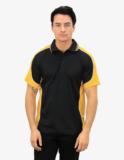 Be Seen Men's Polo Shirt With Striped Collar 1st( 10 Color All Black ) (BSP15)
