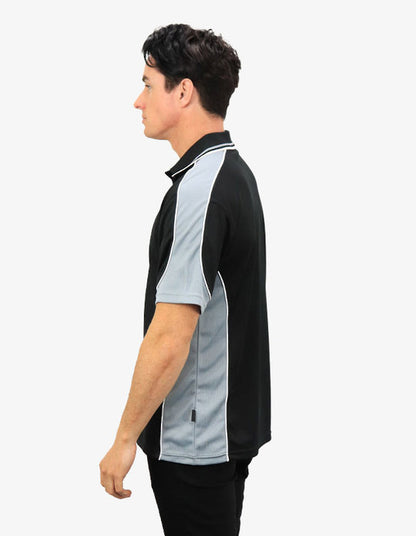 Be Seen Men's Polo Shirt With Striped Collar 1st( 10 Color All Black ) (BSP15)
