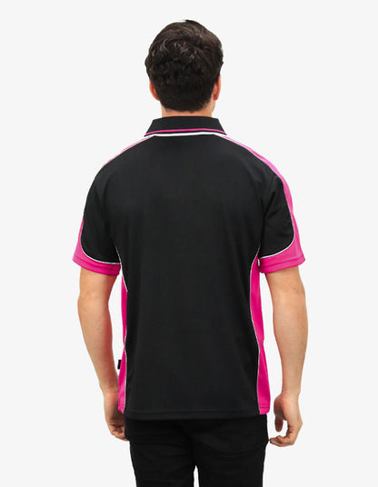 Be Seen Men's Polo Shirt With Striped Collar 1st( 10 Color All Black ) (BSP15)