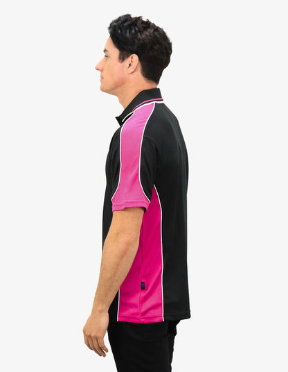 Be Seen Men's Polo Shirt With Striped Collar 1st( 10 Color All Black ) (BSP15)