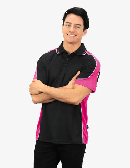 Be Seen Men's Polo Shirt With Striped Collar 1st( 10 Color All Black ) (BSP15)