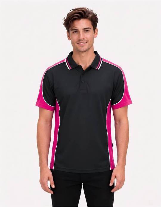 Be Seen Men's Polo Shirt With Striped Collar (BSP15)