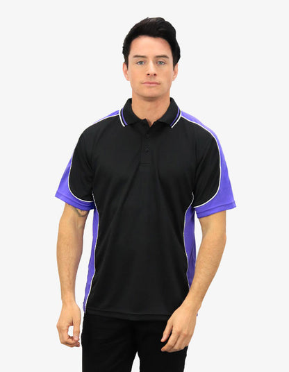 Be Seen Men's Polo Shirt With Striped Collar 1st( 10 Color All Black ) (BSP15)