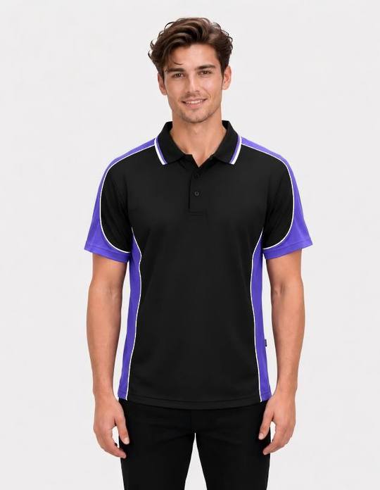 Be Seen Men's Polo Shirt With Striped Collar (BSP15)