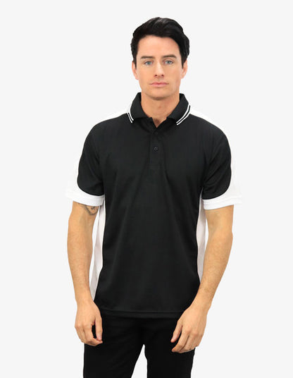 Be Seen Men's Polo Shirt With Striped Collar 1st( 10 Color All Black ) (BSP15)