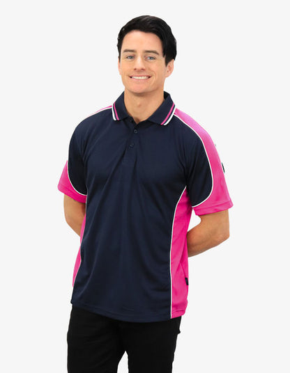 Be Seen Men's Polo Shirt With Striped Collar 4th( 11 Color All Navy ) (BSP15)