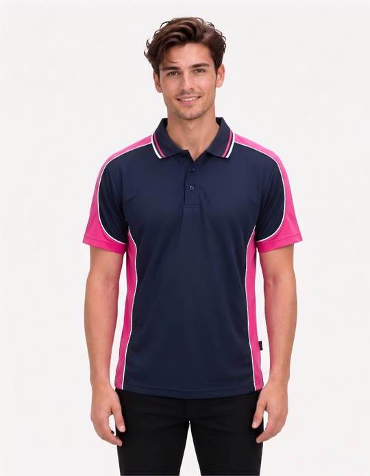 Be Seen Men's Polo Shirt With Striped Collar (BSP15)
