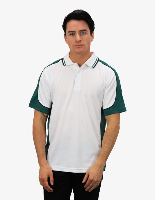 Be Seen Men's Polo Shirt With Striped Collar 7th( 9 Color All White ) (BSP15)