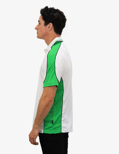 Be Seen Men's Polo Shirt With Striped Collar 7th( 9 Color All White ) (BSP15)