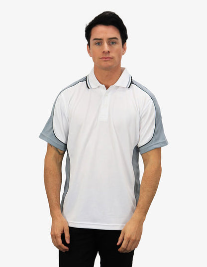 Be Seen Men's Polo Shirt With Striped Collar 7th( 9 Color All White ) (BSP15)
