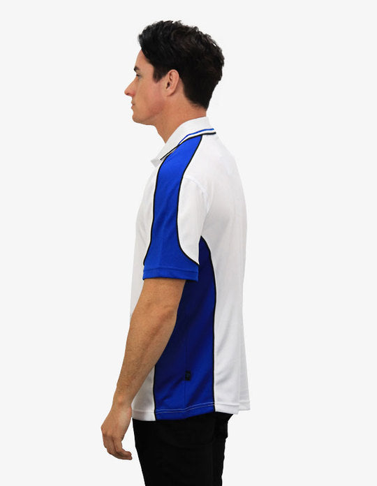 Be Seen Men's Polo Shirt With Striped Collar 7th( 9 Color All White ) (BSP15)