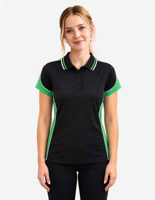 Be Seen Ladies Polo Shirt With Striped Collar (BSP15L)