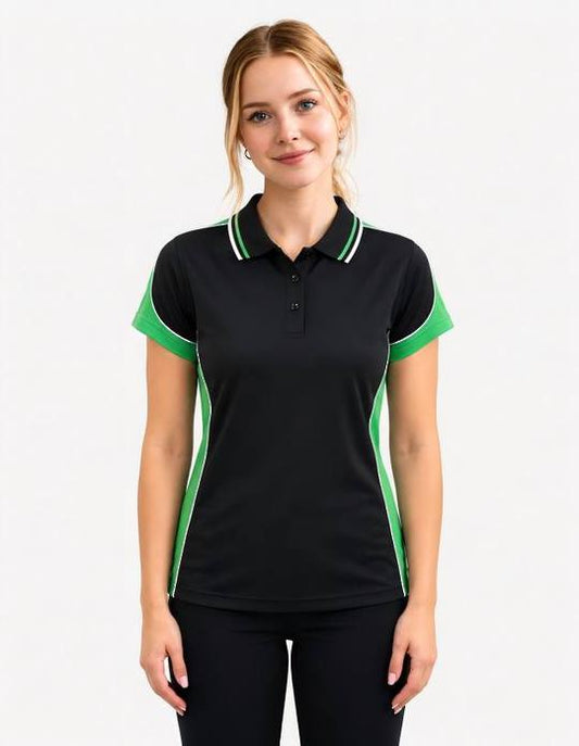 Be Seen Ladies Polo Shirt With Striped Collar (BSP15L)