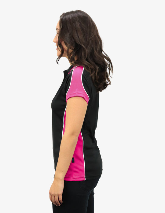 Be Seen Ladies Polo Shirt With Striped Collar 1st( 12 Color ) (BSP15L)