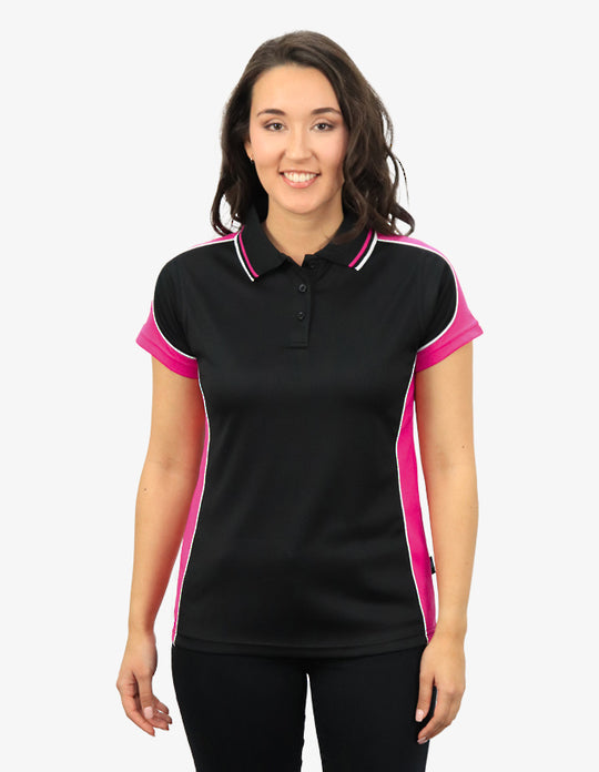 Be Seen Ladies Polo Shirt With Striped Collar 1st( 12 Color ) (BSP15L)