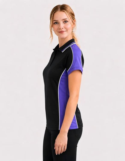 Be Seen Ladies Polo Shirt With Striped Collar (BSP15L)