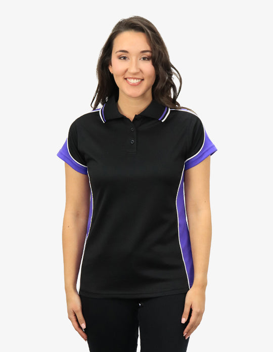 Be Seen Ladies Polo Shirt With Striped Collar 1st( 12 Color ) (BSP15L)