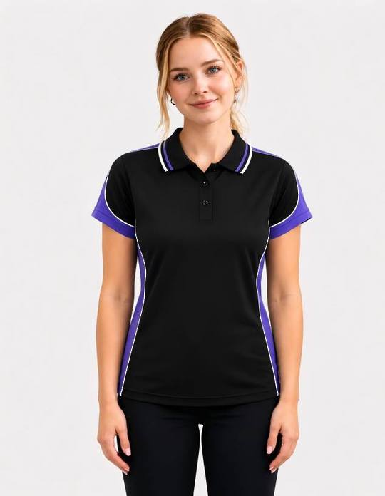 Be Seen Ladies Polo Shirt With Striped Collar (BSP15L)