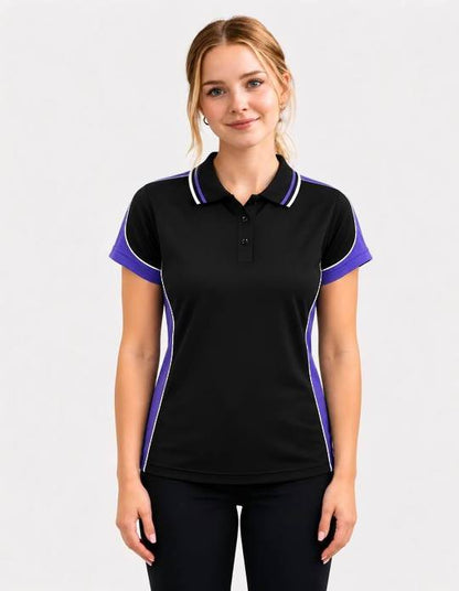 Be Seen Ladies Polo Shirt With Striped Collar (BSP15L)