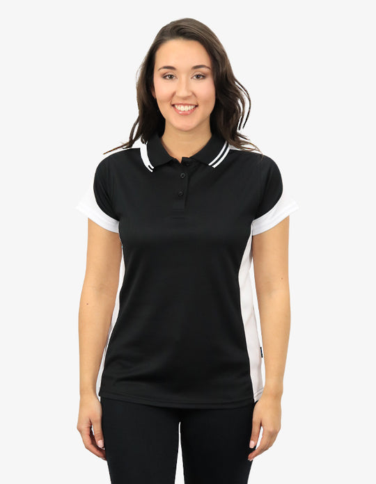 Be Seen Ladies Polo Shirt With Striped Collar 1st( 12 Color ) (BSP15L)