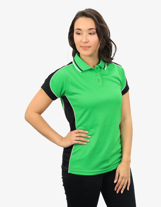 Be Seen Ladies Polo Shirt With Striped Collar (BSP15L)
