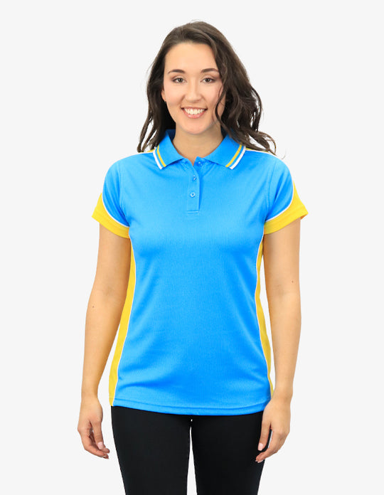 Be Seen Ladies Polo Shirt With Striped Collar 1st( 12 Color ) (BSP15L)