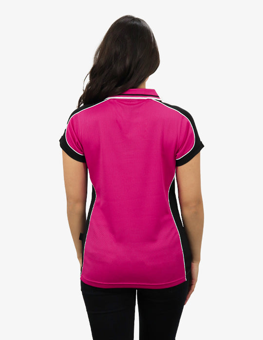 Be Seen Ladies Polo Shirt With Striped Collar 1st( 12 Color ) (BSP15L)