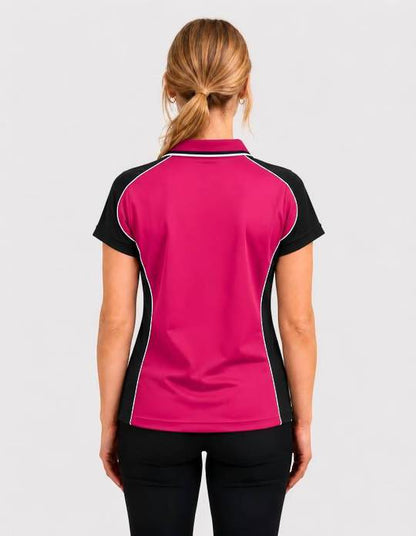 Be Seen Ladies Polo Shirt With Striped Collar (BSP15L)