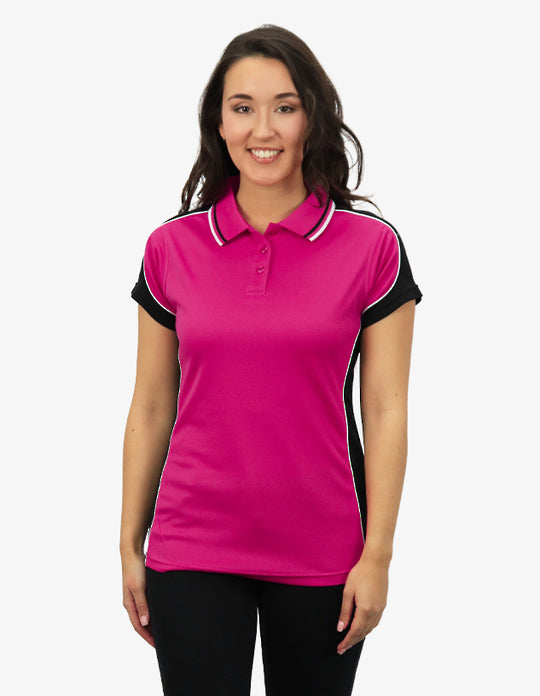 Be Seen Ladies Polo Shirt With Striped Collar 1st( 12 Color ) (BSP15L)