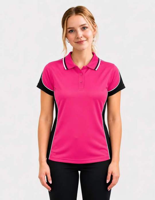 Be Seen Ladies Polo Shirt With Striped Collar (BSP15L)