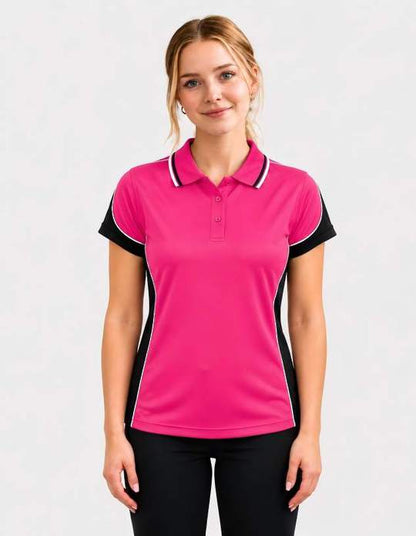 Be Seen Ladies Polo Shirt With Striped Collar (BSP15L)