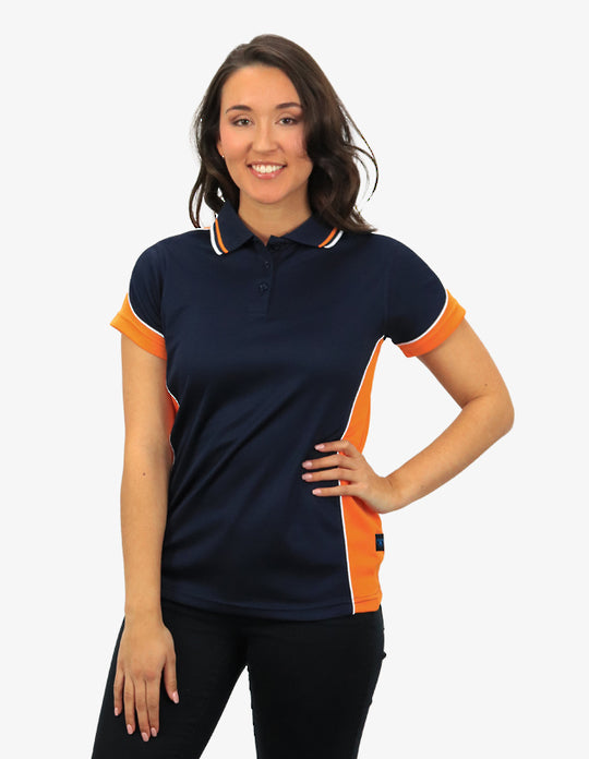 Be Seen Ladies Polo Shirt With Striped Collar 1st( 12 Color ) (BSP15L)