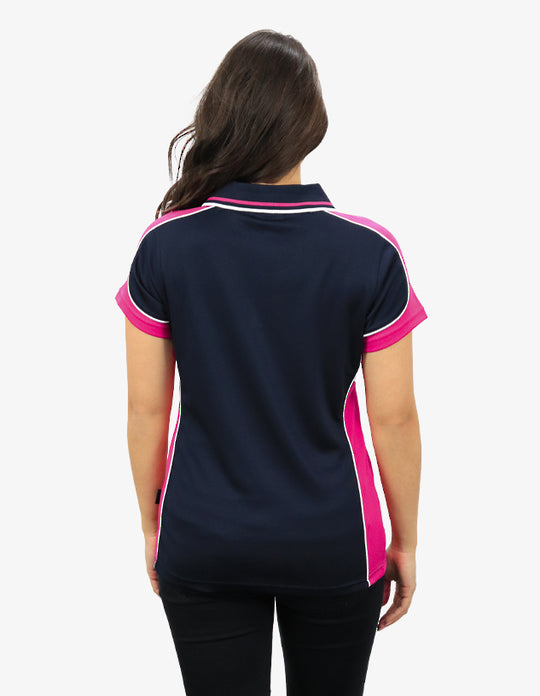 Be Seen Ladies Polo Shirt With Striped Collar 1st( 12 Color ) (BSP15L)