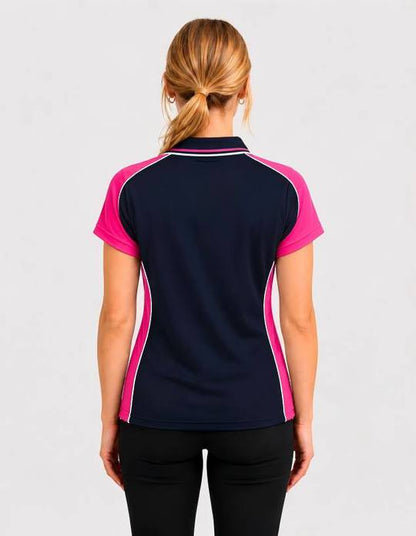 Be Seen Ladies Polo Shirt With Striped Collar (BSP15L)