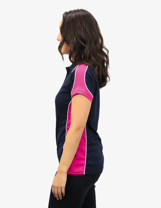 Be Seen Ladies Polo Shirt With Striped Collar 1st( 12 Color ) (BSP15L)