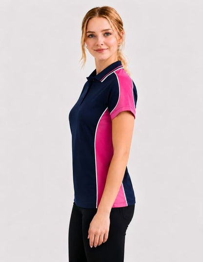 Be Seen Ladies Polo Shirt With Striped Collar (BSP15L)
