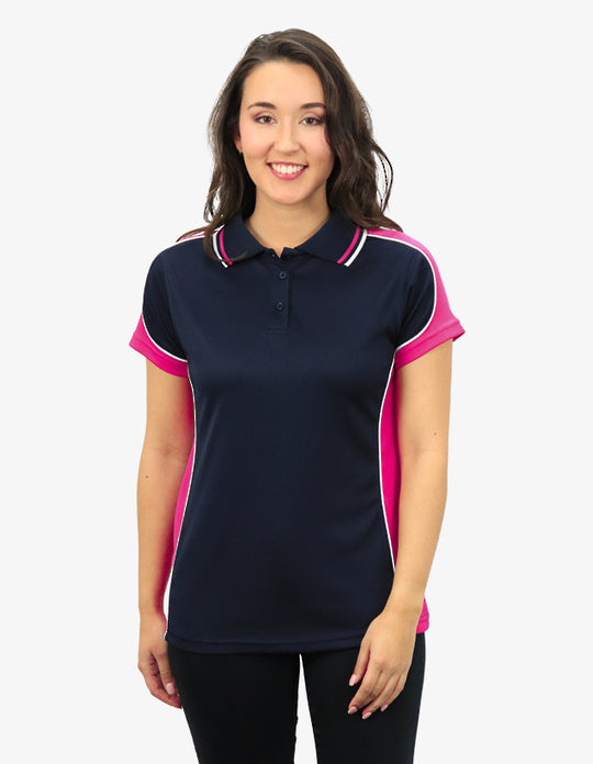 Be Seen Ladies Polo Shirt With Striped Collar 1st( 12 Color ) (BSP15L)