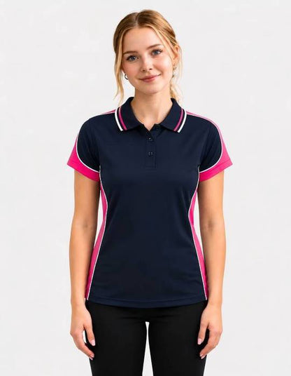 Be Seen Ladies Polo Shirt With Striped Collar (BSP15L)
