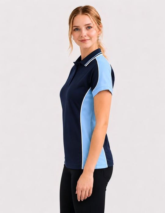 Be Seen Ladies Polo Shirt With Striped Collar (BSP15L)