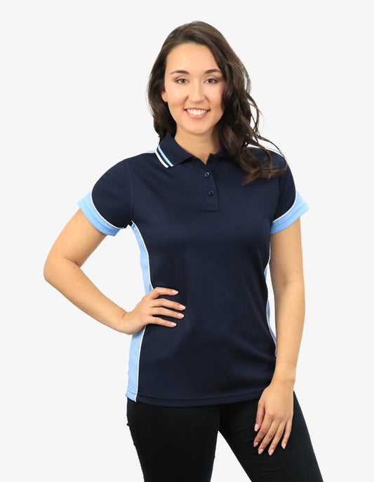 Be Seen Ladies Polo Shirt With Striped Collar 1st( 12 Color ) (BSP15L)