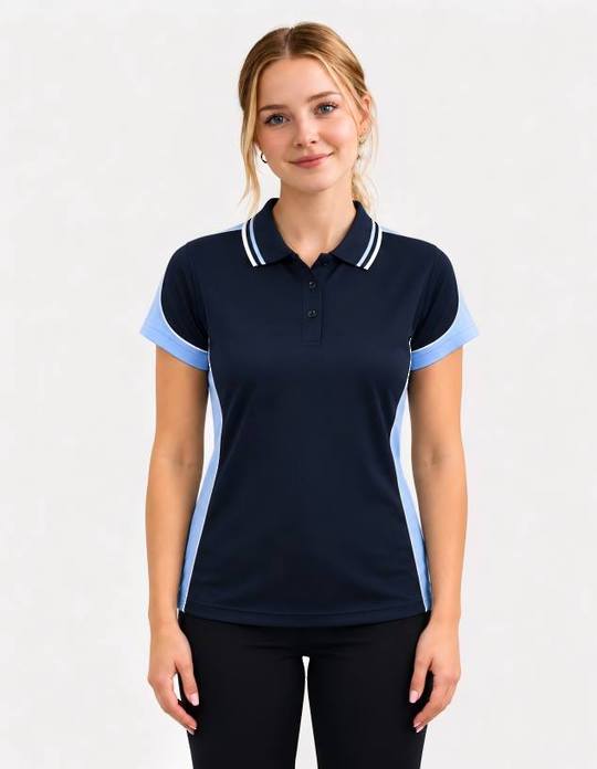 Be Seen Ladies Polo Shirt With Striped Collar (BSP15L)