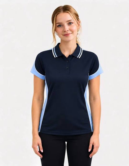 Be Seen Ladies Polo Shirt With Striped Collar (BSP15L)