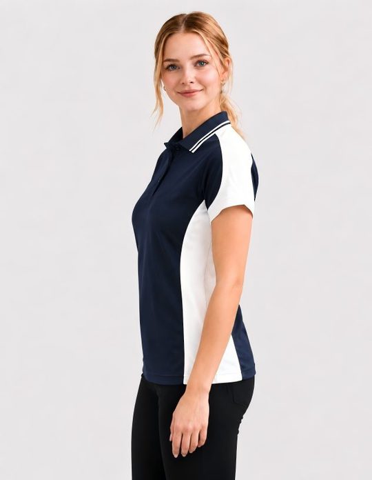 Be Seen Ladies Polo Shirt With Striped Collar (BSP15L)