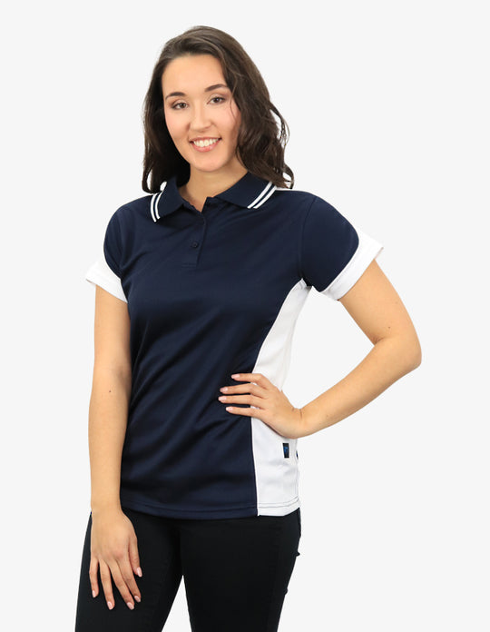 Be Seen Ladies Polo Shirt With Striped Collar 1st( 12 Color ) (BSP15L)