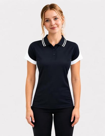 Be Seen Ladies Polo Shirt With Striped Collar (BSP15L)