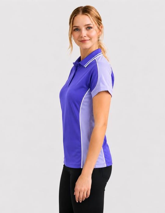 Be Seen Ladies Polo Shirt With Striped Collar (BSP15L)