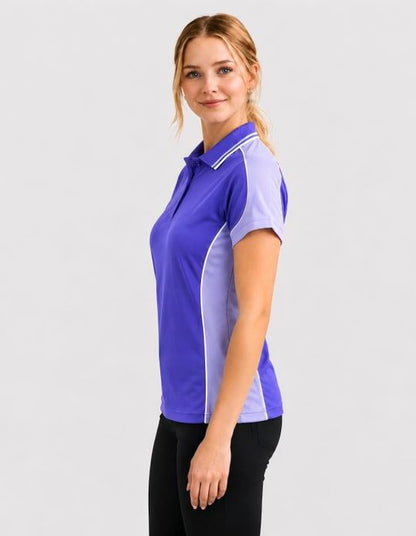 Be Seen Ladies Polo Shirt With Striped Collar (BSP15L)