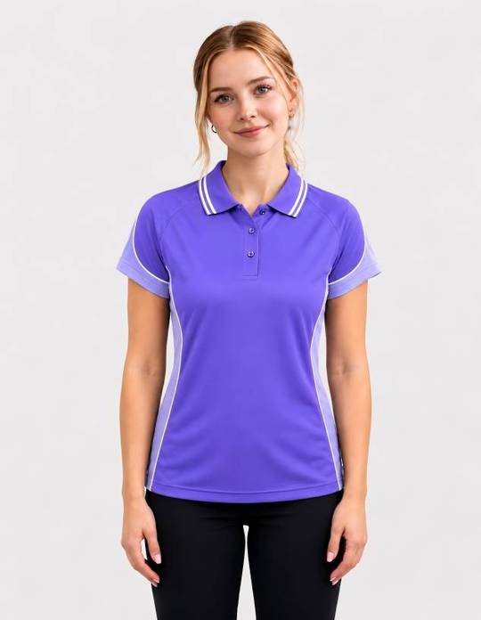 Be Seen Ladies Polo Shirt With Striped Collar (BSP15L)