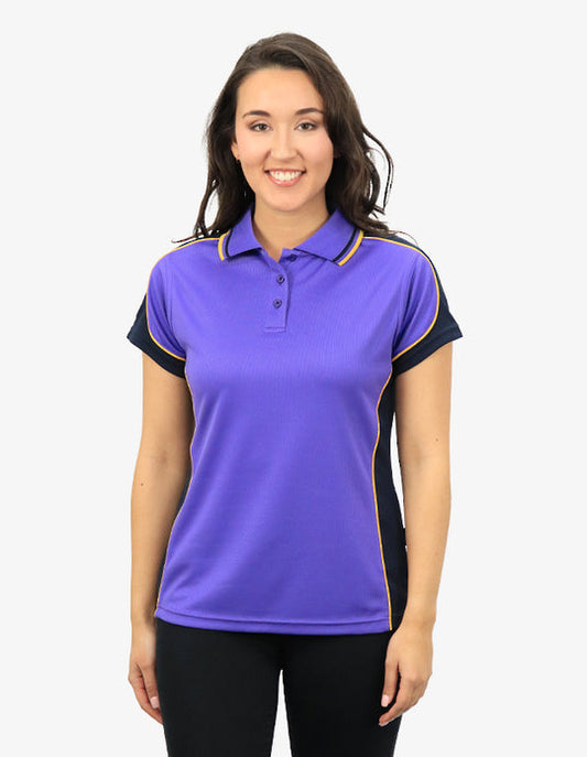 Be Seen Ladies Polo Shirt With Striped Collar (BSP15L)-Clearance