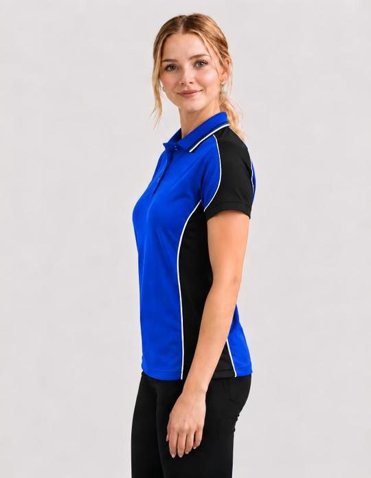 Be Seen Ladies Polo Shirt With Striped Collar (BSP15L)